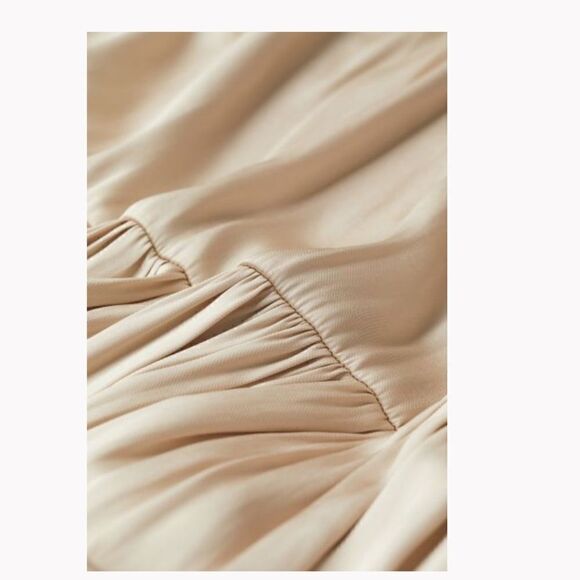 H&M satin finish cream color maxi dress size medium - Picture 2 of 12